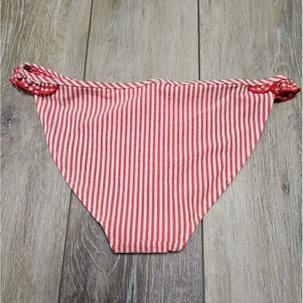 Aerie Bundle Mixed Bikini Pieces Scoop Neck Ruffle Seersucker Bottom Women's XS